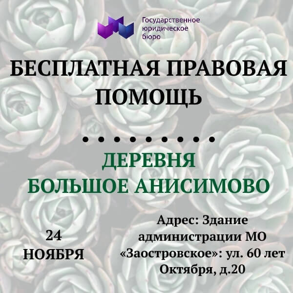 24 ноября 2022 года - приём граждан в деревне Большое Анисимово 
